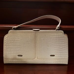 Vintage shoulder bag (white crocodile pattern)